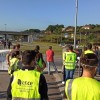 Trabajadores de ENCE cortan el tráfico en el Nudo de O Pino