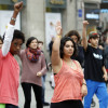 Flashmob da Fundación Meniños polos seus dez anos de traballo en Pontevedra
