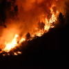Tarefas de extinción do incendio de Tenorio no límite con Pontevedra