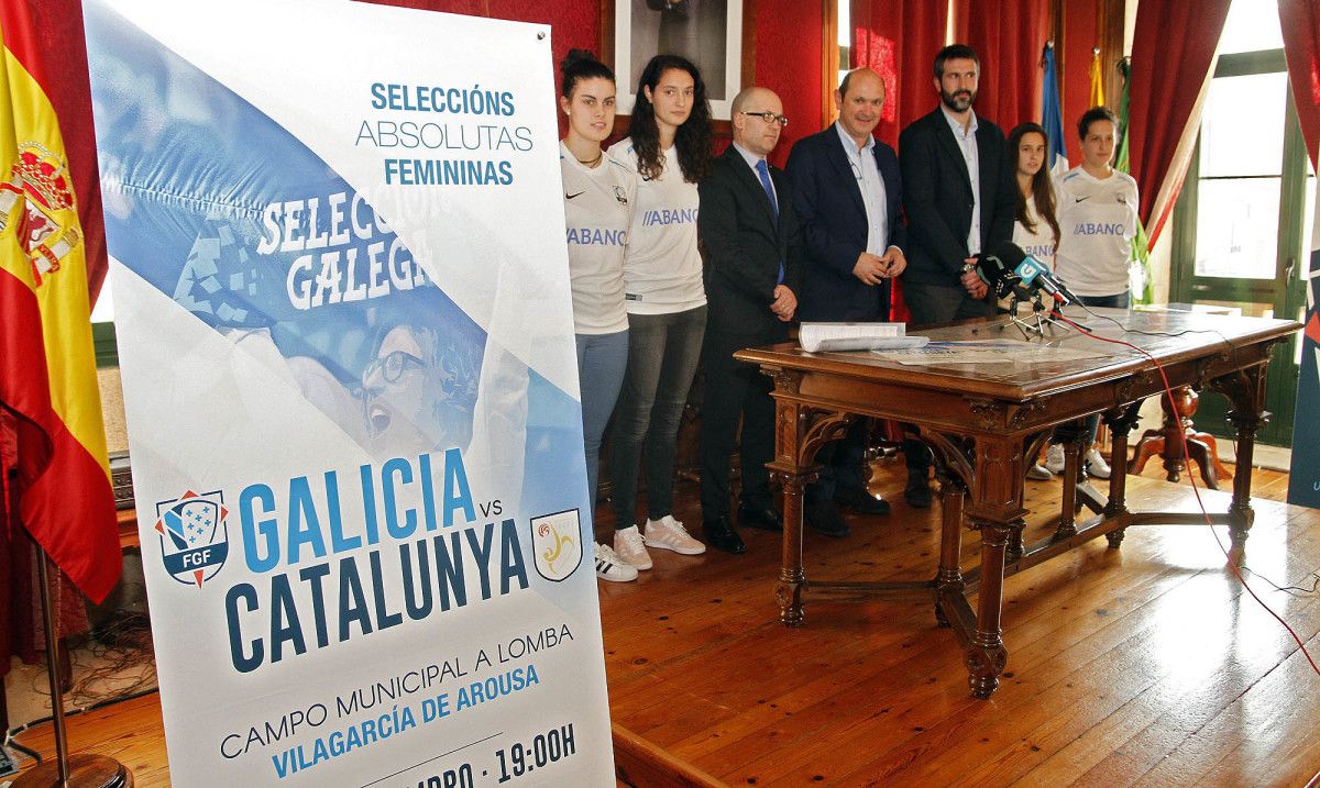 Presentación del Galicia-Cataluña de fútbol en Vilagarcía