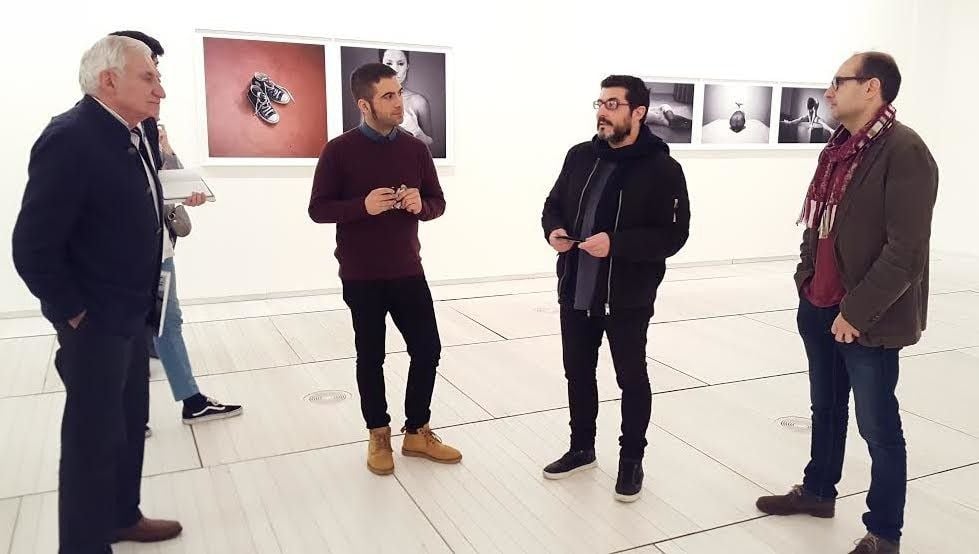 Carlos Valle, Xosé Leal, Miguel Vidal y Ramón Rozas en la presentación de la exposición "Soños"