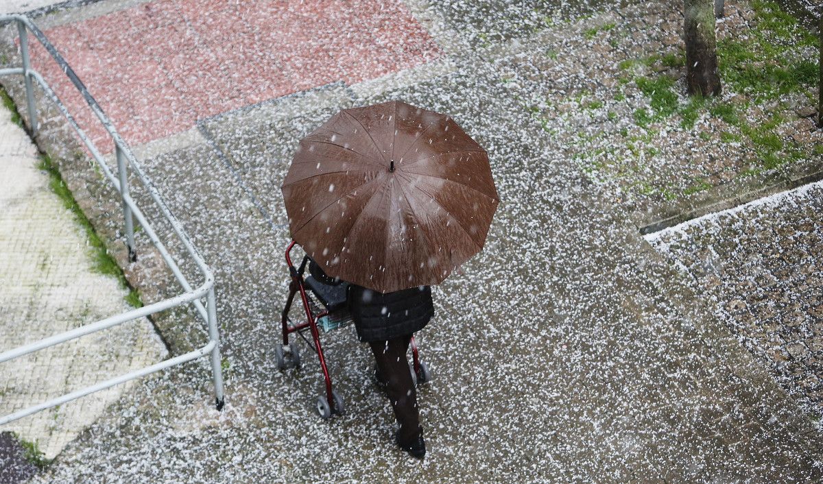 Granizada en el municipio de Pontevedra en una tarde tormentosa