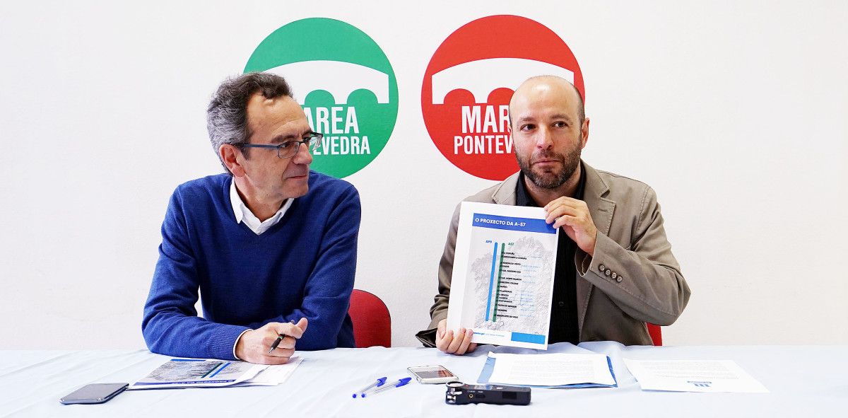 Luis Rei y Luis Villares, en la sede de Marea Pontevedra