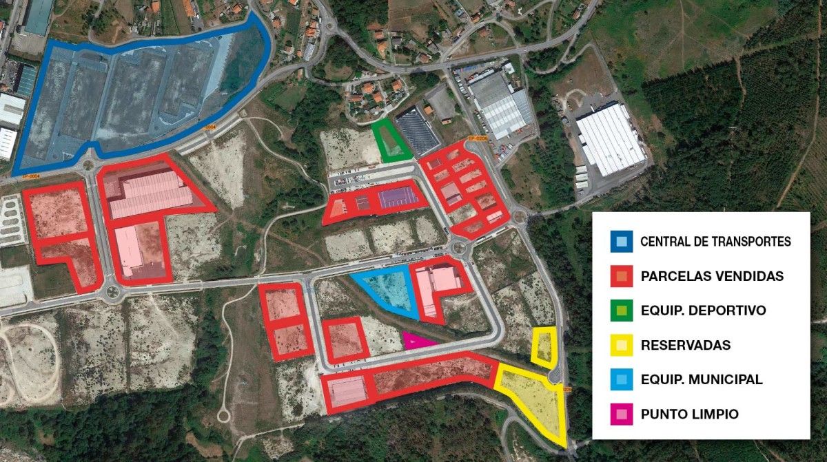 Mapa donde se observa la Central de Transportes de A Reigosa en Ponte Caldelas