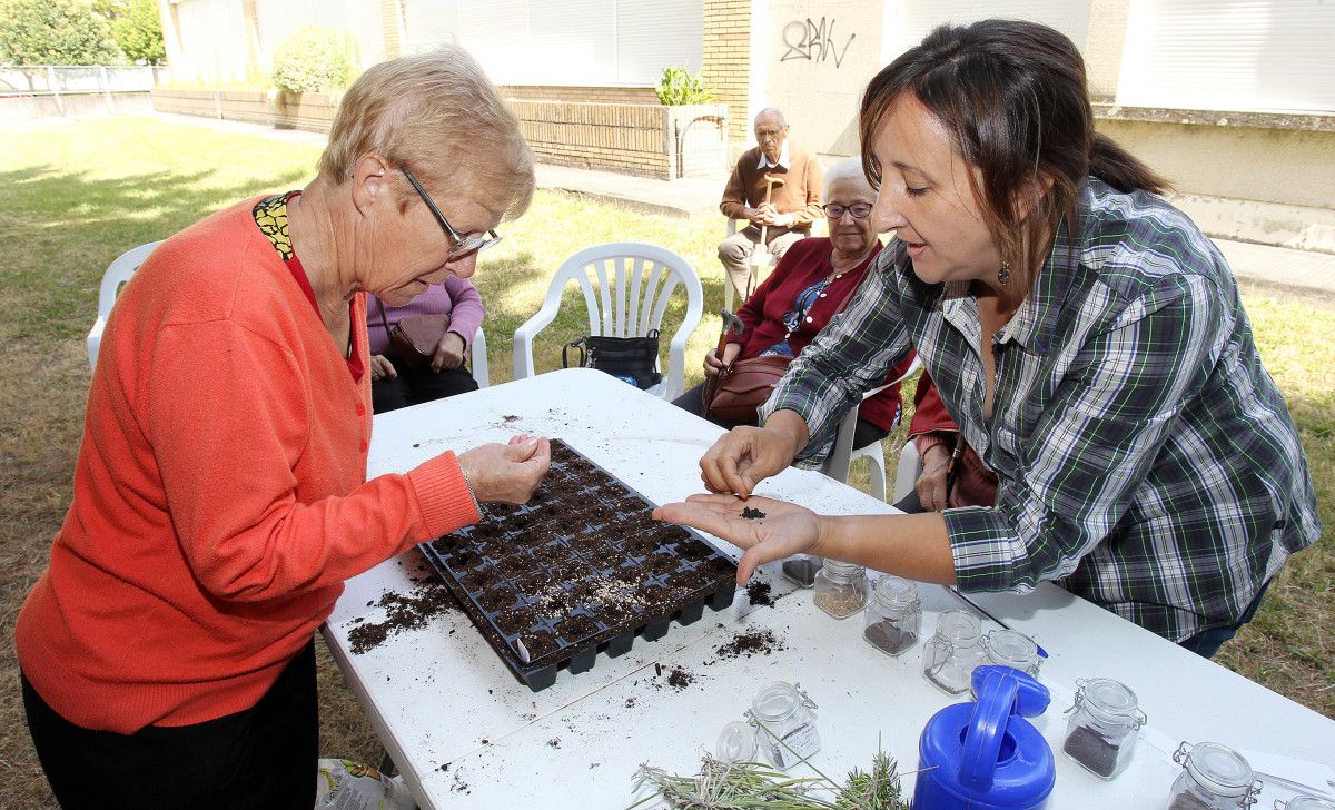 Taller de "huerto terapéutico" en la Residencia de Mayores de Campolongo