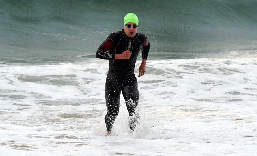 Pablo Dapena, en un triatlón en Sanxenxo