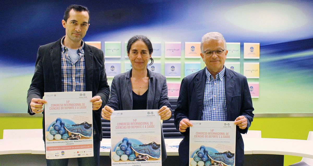 Víctor Arufe, Anxos Riveiro e José Luis García Soidán, durante a presentación no Concello