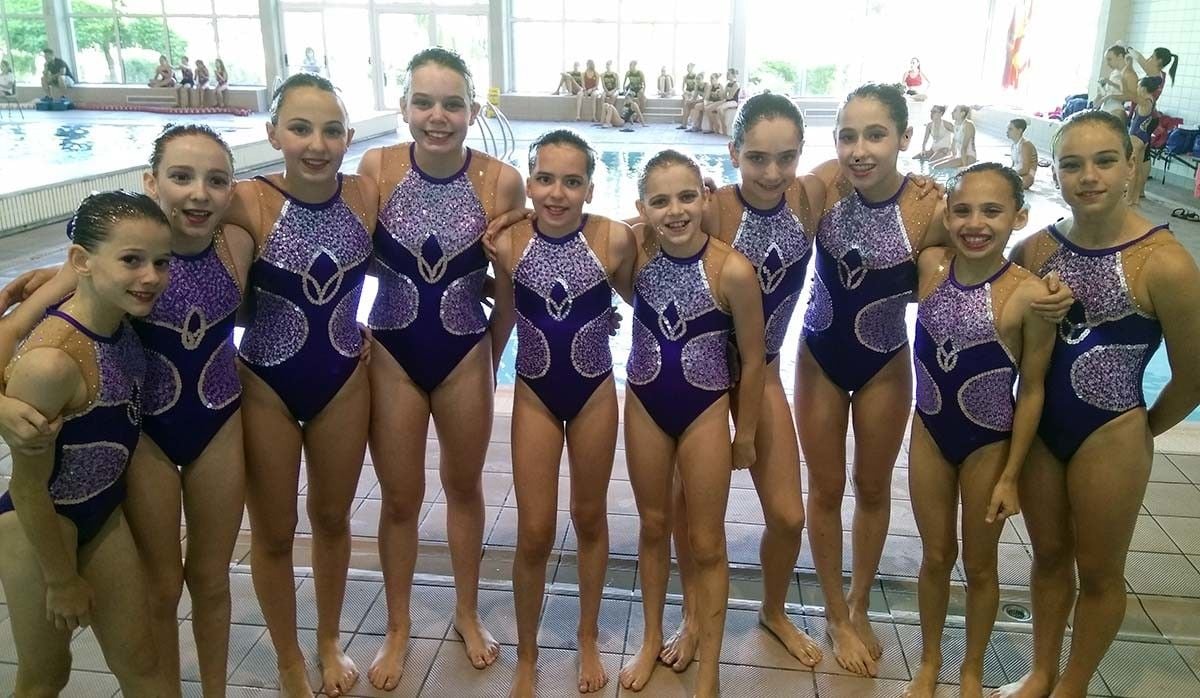 Equipo del Galaico Sincro en el Open de Castilla y León de natación artística