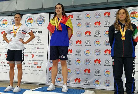 Antía García, en el podio del Campeonato del Mundo de Salvamento en Australia