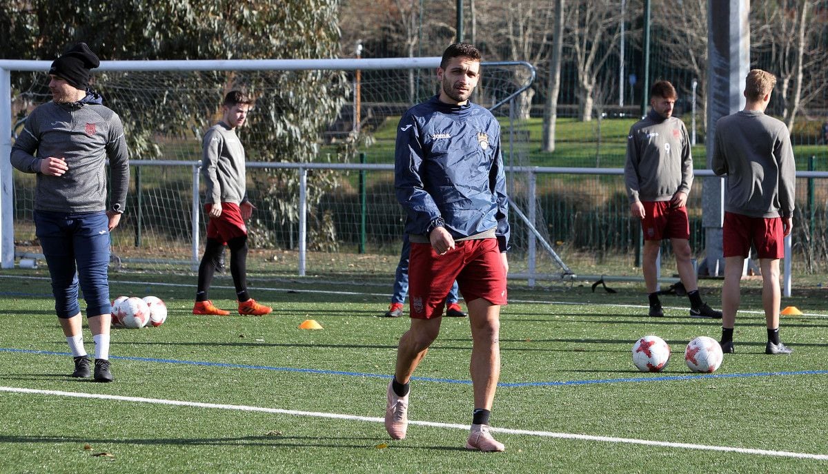 Churre, en un entrenamiento del Pontevedra en A Xunqueira