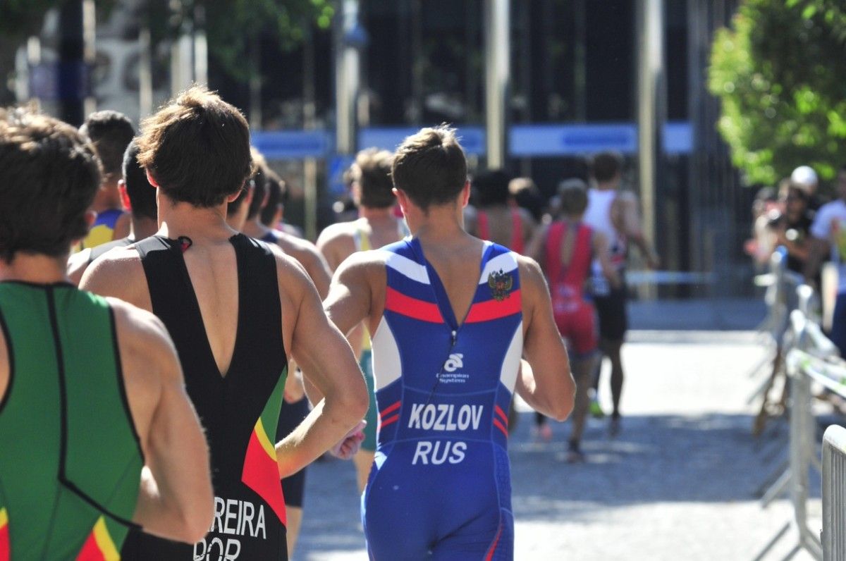 Deportista ruso en la prueba élite masculina y Sub23 del Mundial 2014 de Duatlón de Pontevedra