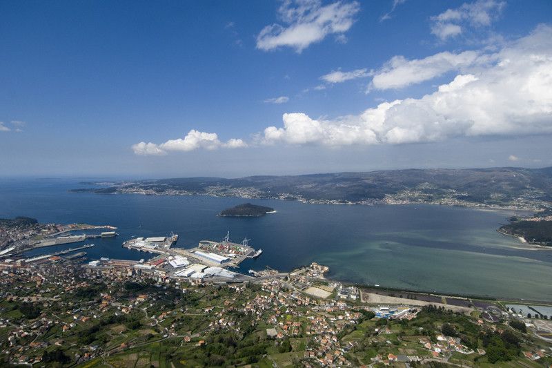 Vista aérea da Ría de Pontevedra