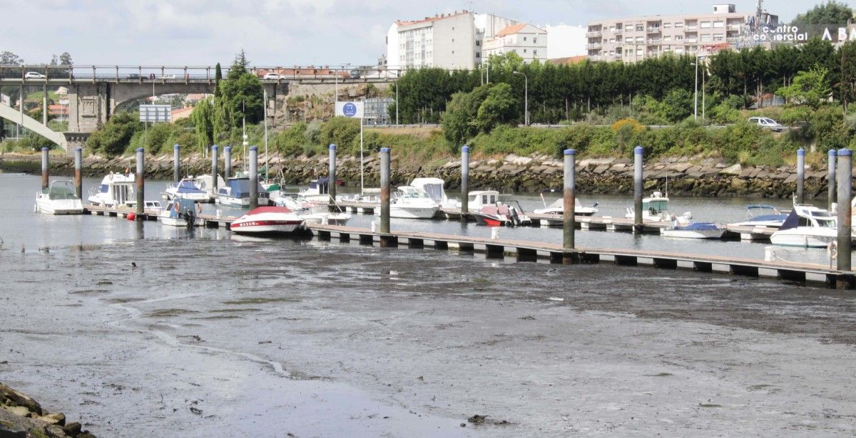 Estado del Lérez a la altura del Club Naval de Pontevedra