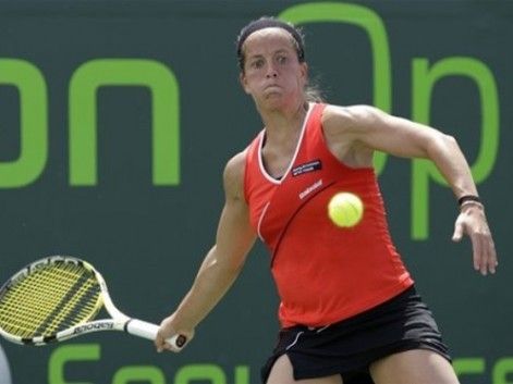 Lourdes Domínguez en un partido del circuito internacional de la WTA