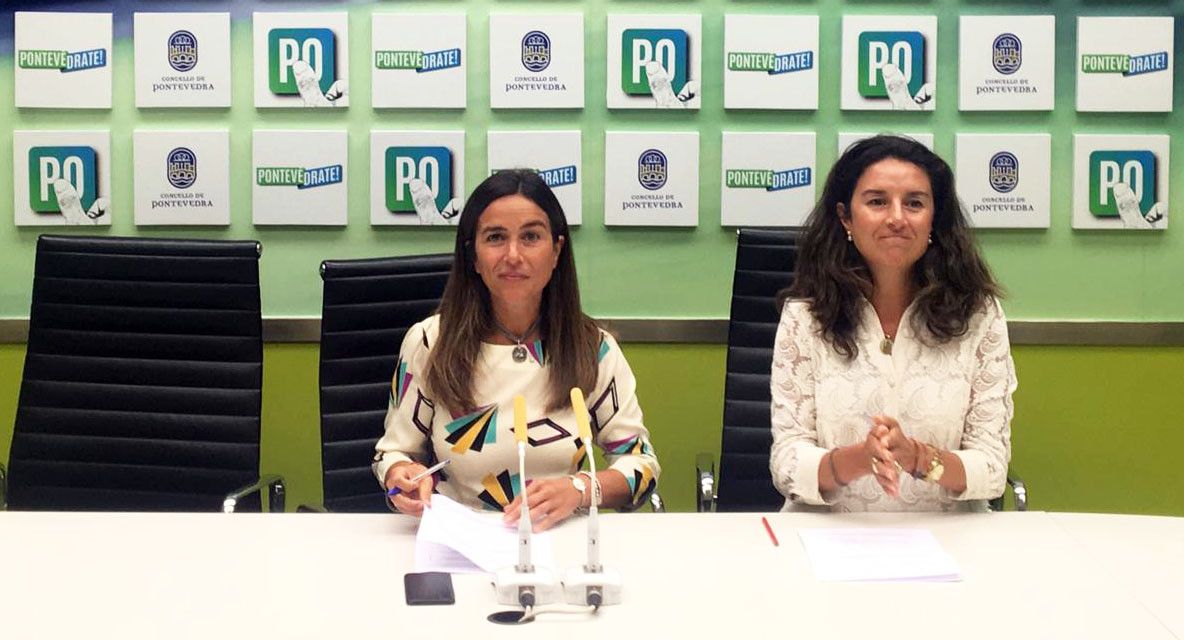 Pepa Pardo y Silvia Junco, en la sala de prensa del Concello