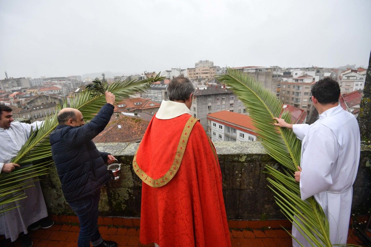 Bendición de palmas e olivos desde el campanario de la basílica de Santa María