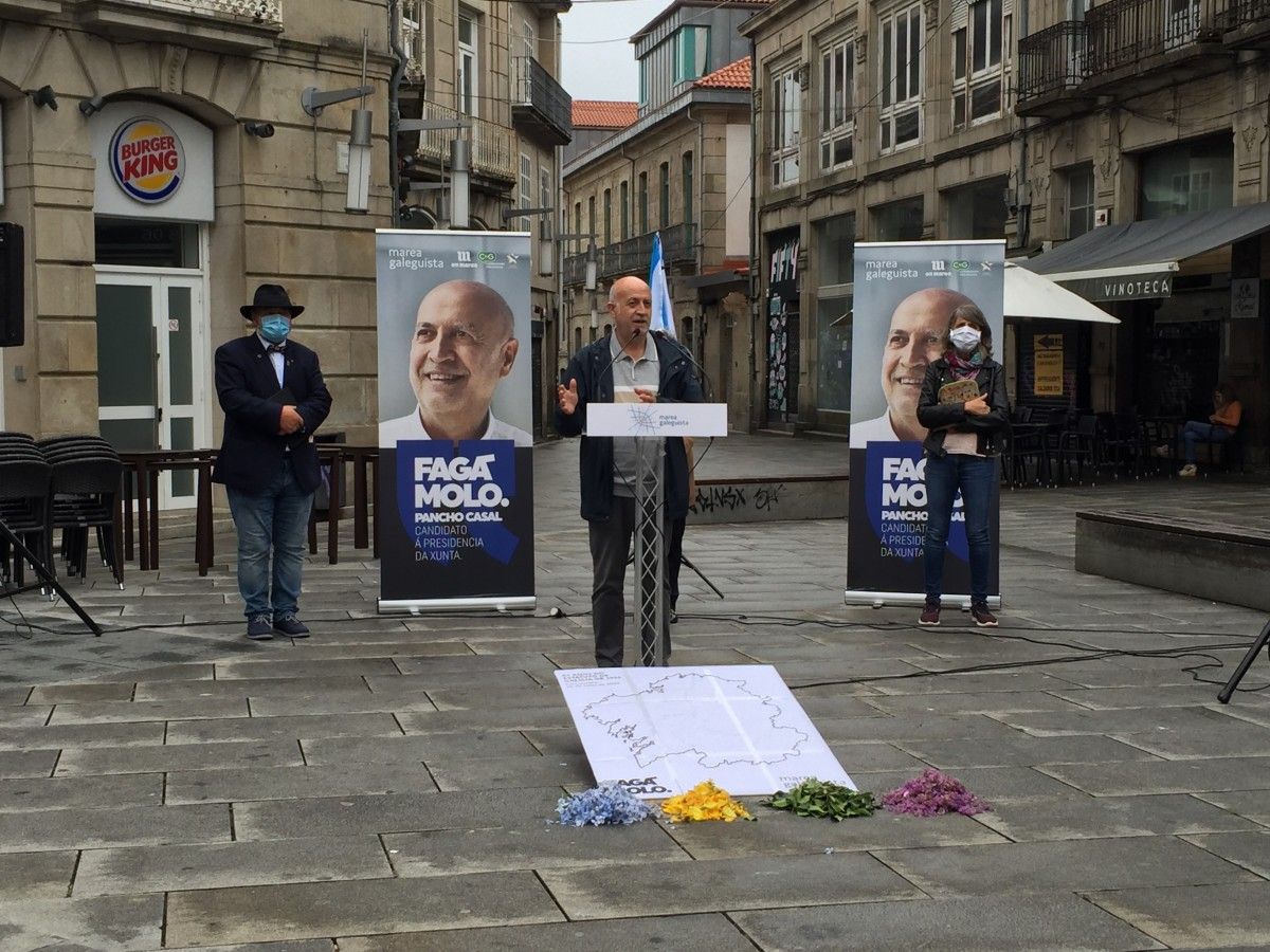 Mitin del candidato de Marea Galeguista, Pancho Casal, en Pontevedra