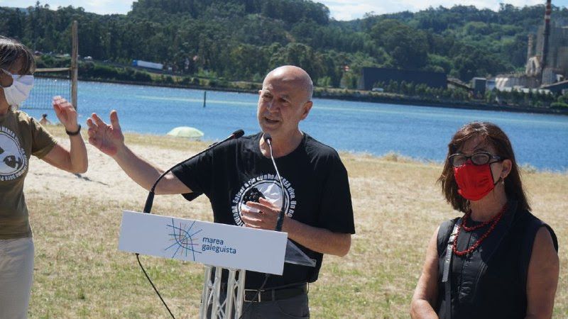 Pancho Casal en un acto electoral frente a la fábrica de Ence