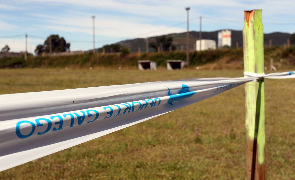 Campo de fútbol da Devesa en Alba, reconvertido para a práctica do tiro con arco