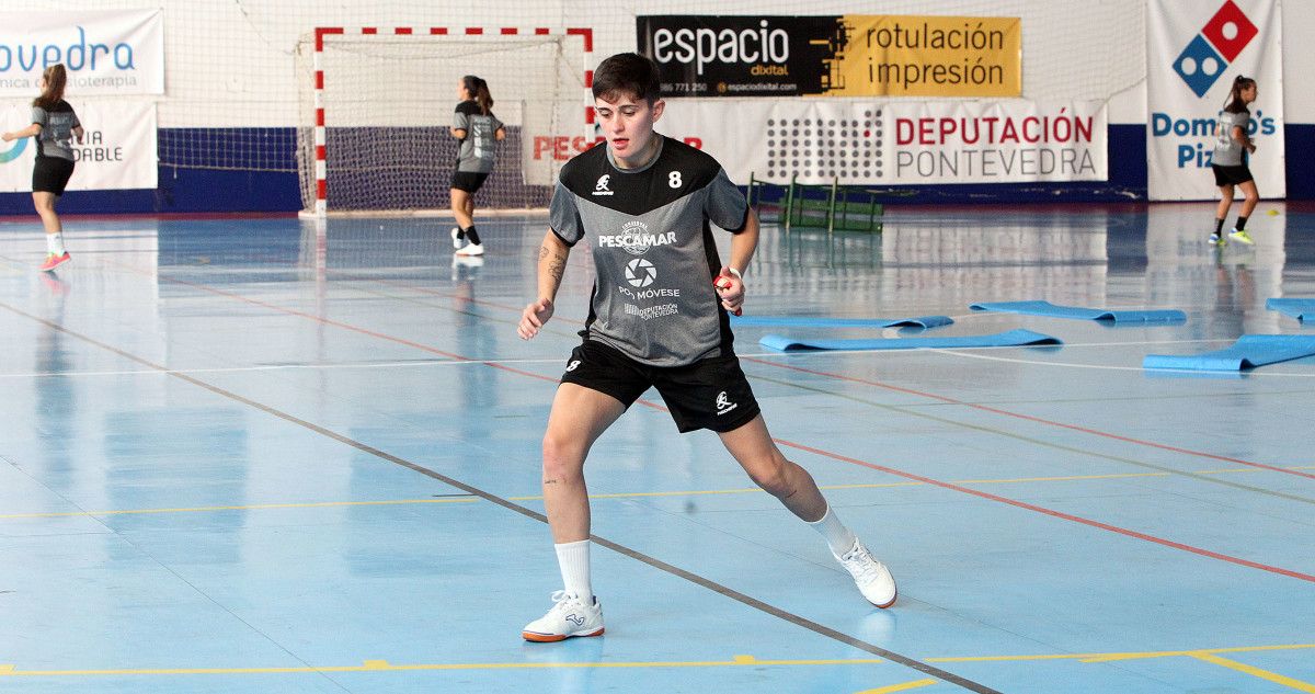 Antía Pérez en un entrenamiento del Poio Pescamar