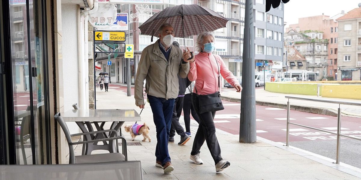 Gente por la calle con las mascarillas puestas