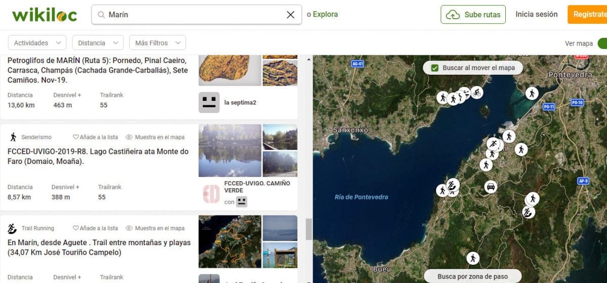 Marín en la plataforma Wikiloc