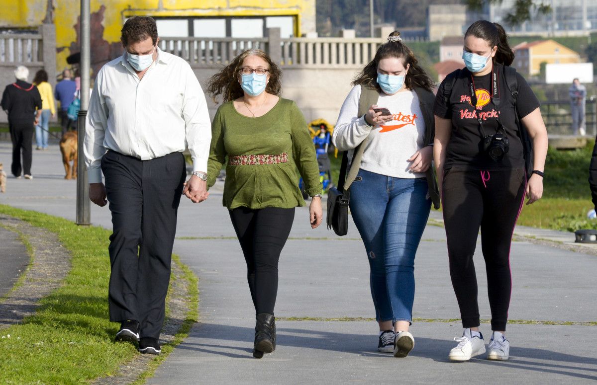 Gente paseando por la calle con mascarilla