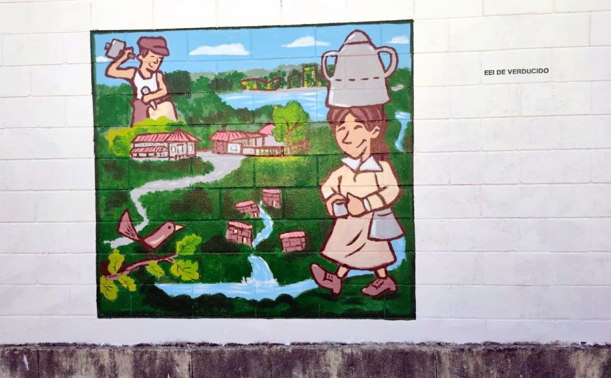 Mural de la EEI Verducido, realizado por Polo Correo do Vento