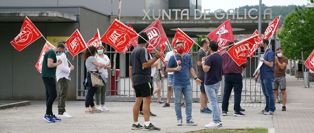 Concentración de UGT contra los recortes en seguridad en el Pazo de Lourizán