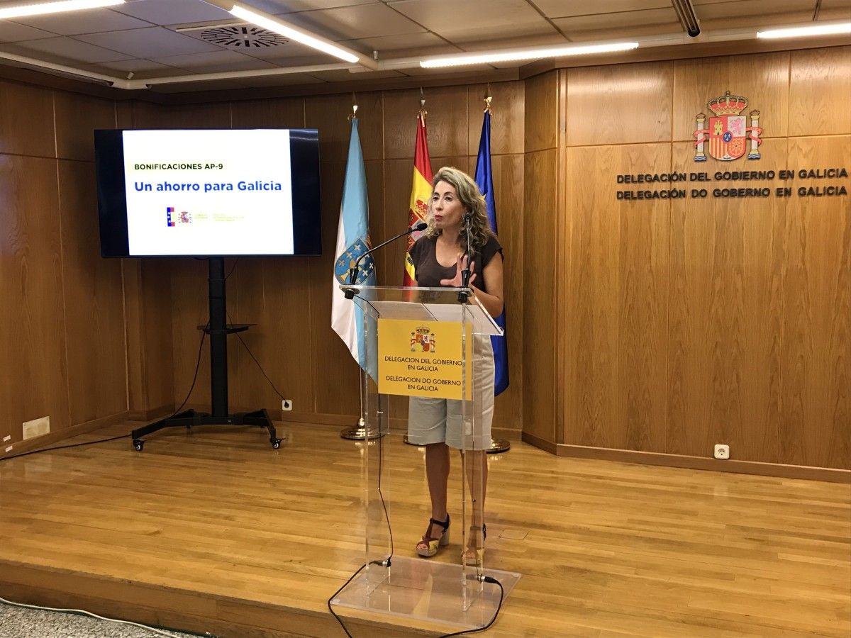 La ministra de Transporte, Rquel Sánchez, presenta las bonificaciones para la AP-9