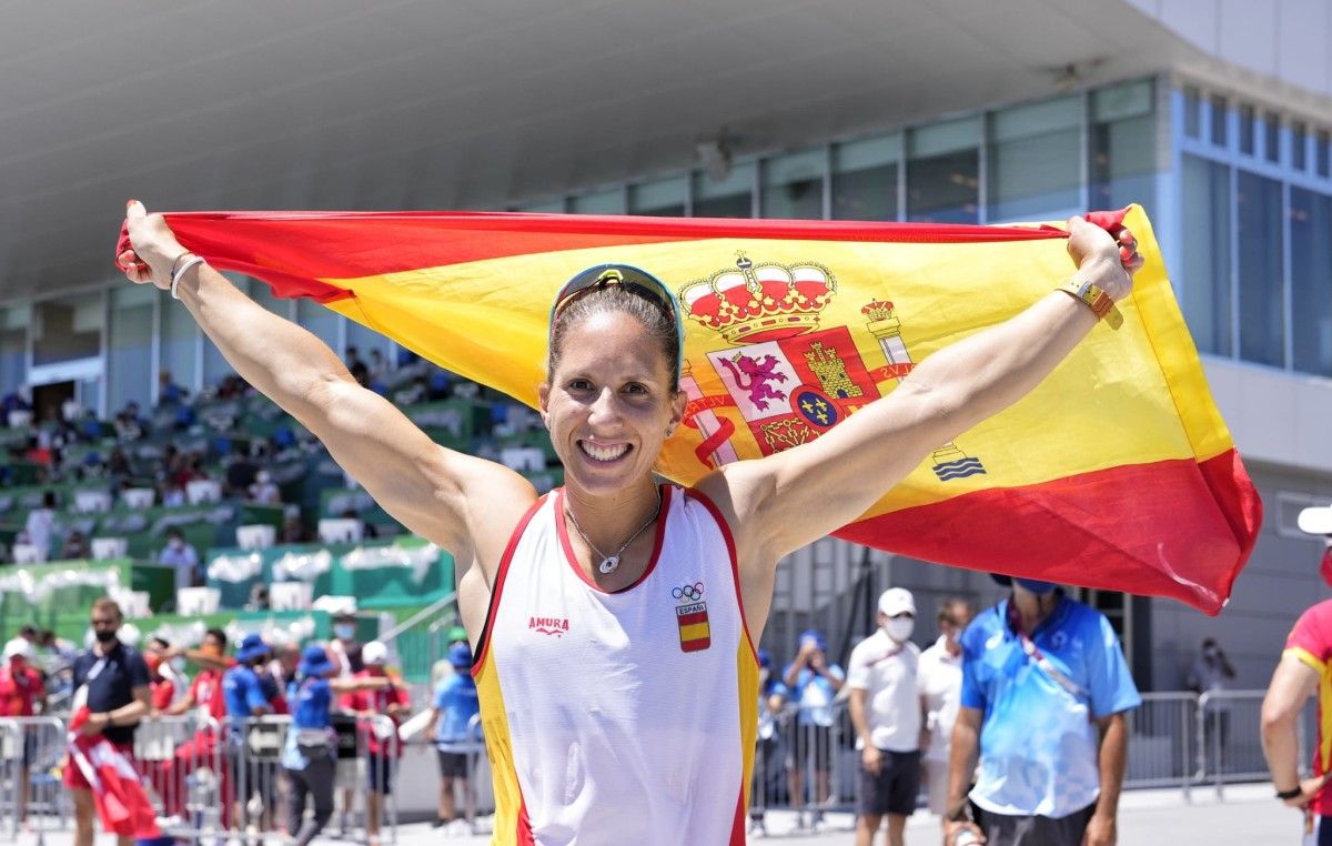 Teresa Portela, tras conseguir la medalla de plata en los Juegos Olímpicos de Tokyo