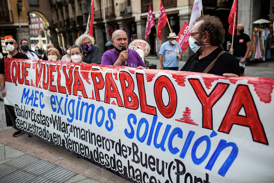 Protesta del sindicato CUT reclamando la vuelta de Pablo Costas Villar