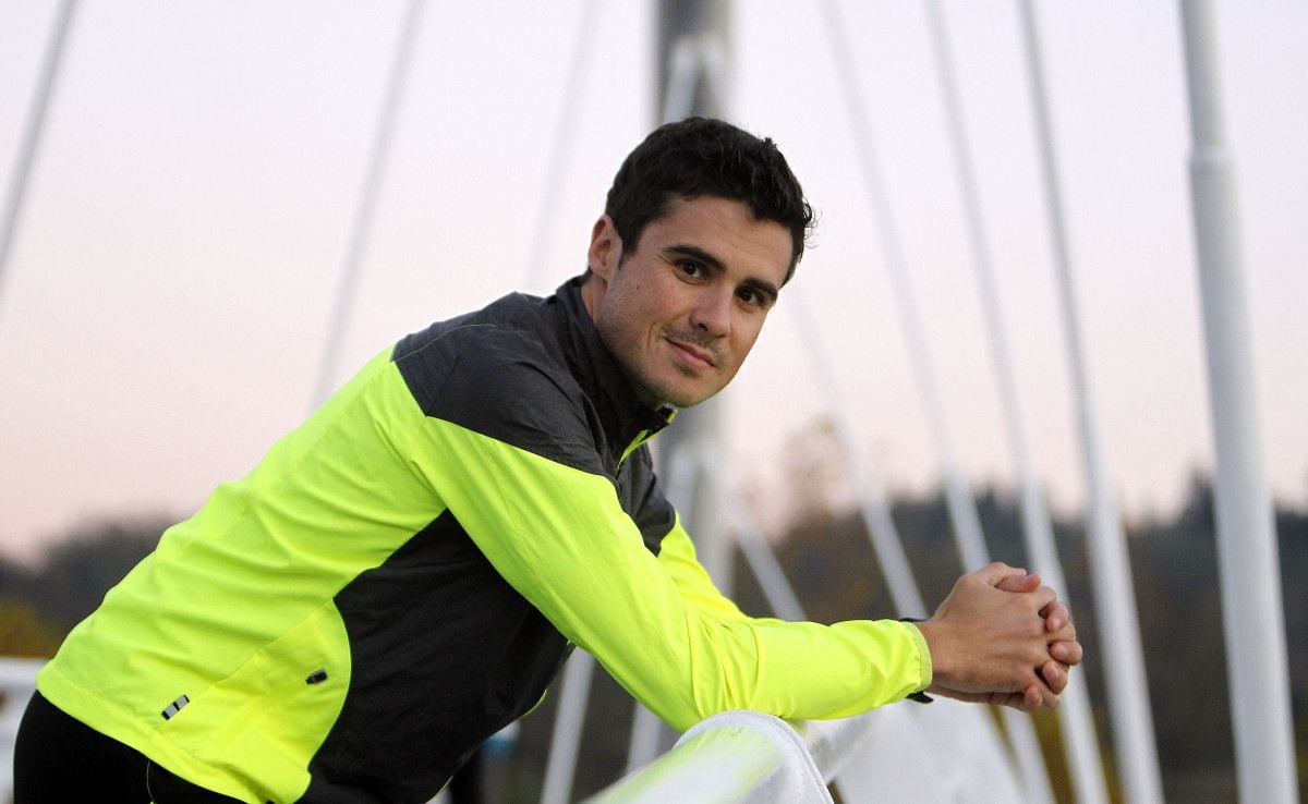 Javier Gómez Noya antes de un entrenamiento en Pontevedra