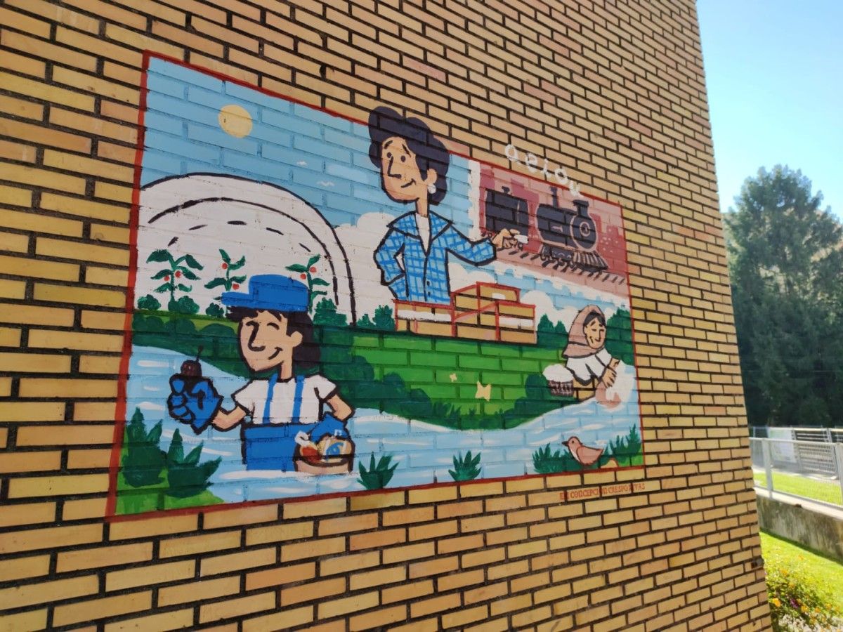 Mural de 'O teu cole na historia' en la EEI Concepción Crespo Rivas