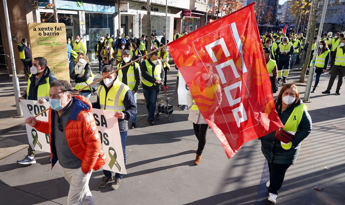 Protesta convocada por CCOO en apoyo a Ramiro Cerdeira y para pedir la adscripción de Ence al Puerto de Marín