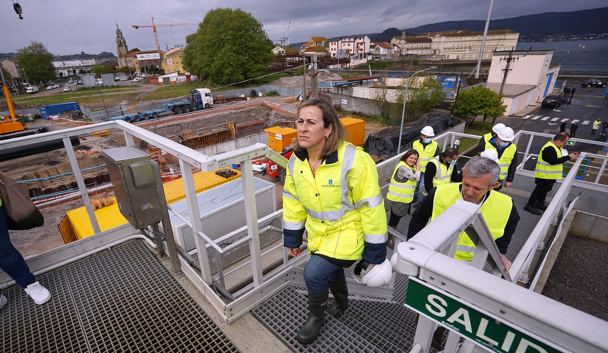 Visita de Ethel Vázquez, conselleira de Infraestruturas, ás obras de mellora da depuradora dos Praceres e construción do emisario submarino