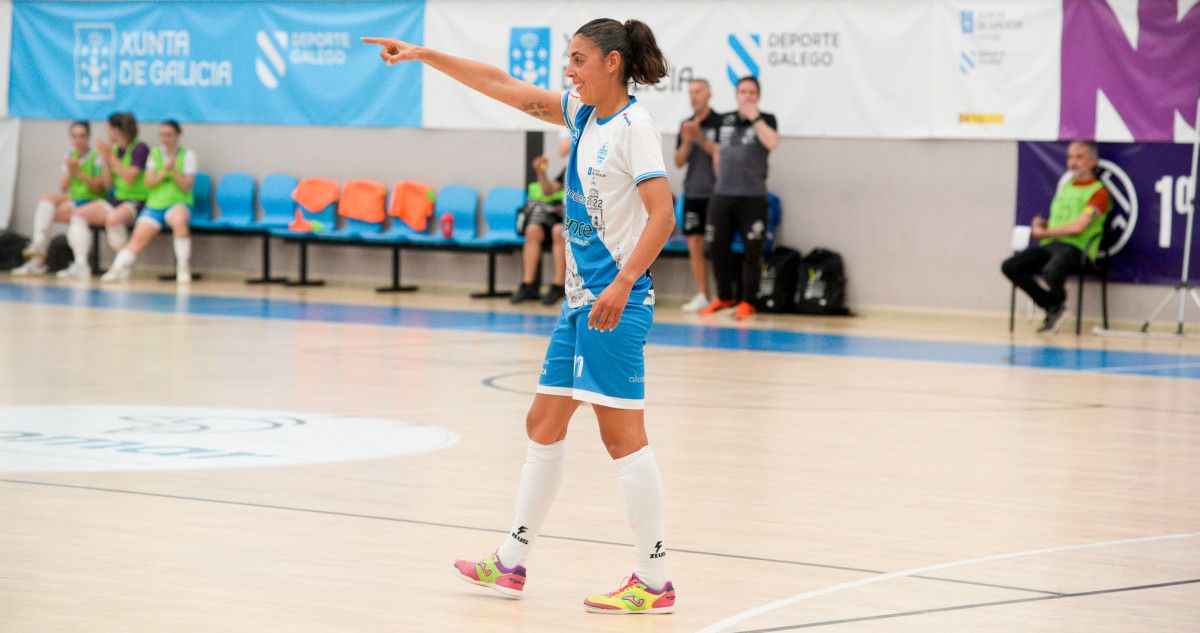 Ceci, en el partido de liga en A Raña entre Marín Futsal y Roldán