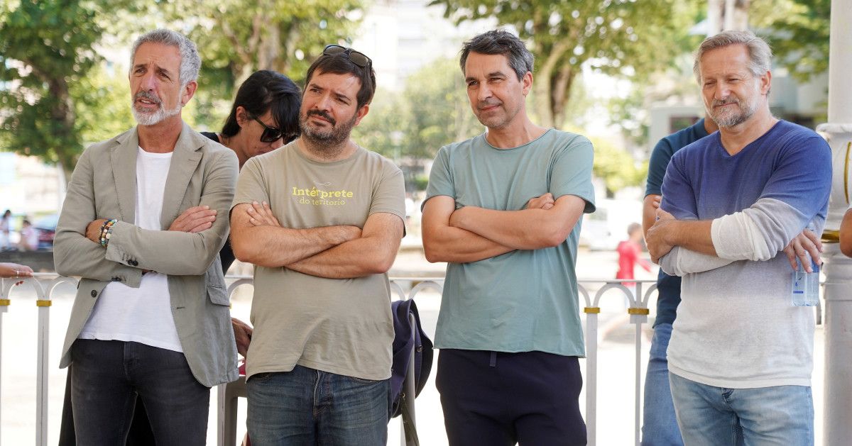 Pepe Solla, Javier Olleros y Pepe Vieira en la presentación en Pontevedra de FERVE Estrella Galicia