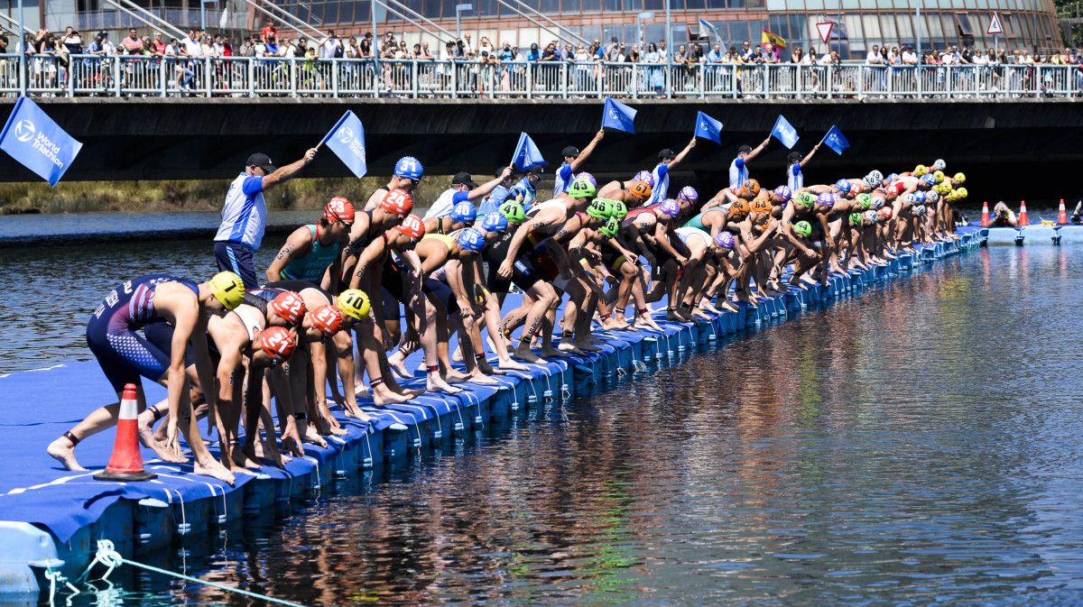 Carrera élite masculina en la Copa del Mundo de Triatlón de Pontevedra