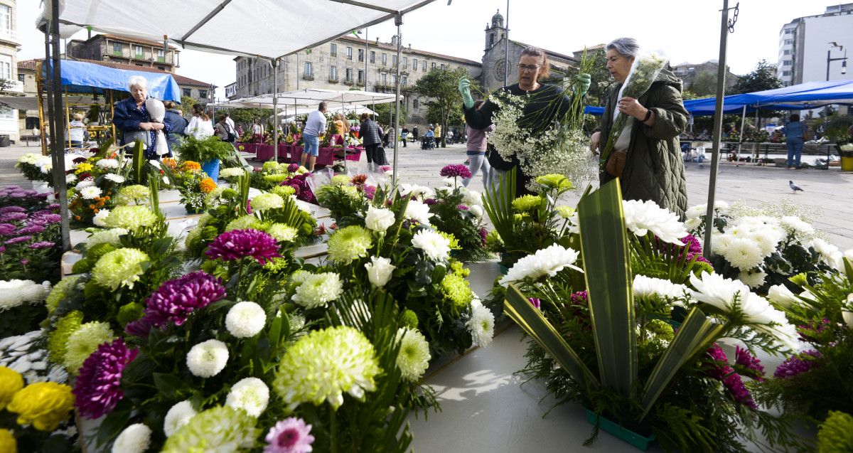 Mercado das flores na praza da Ferrería