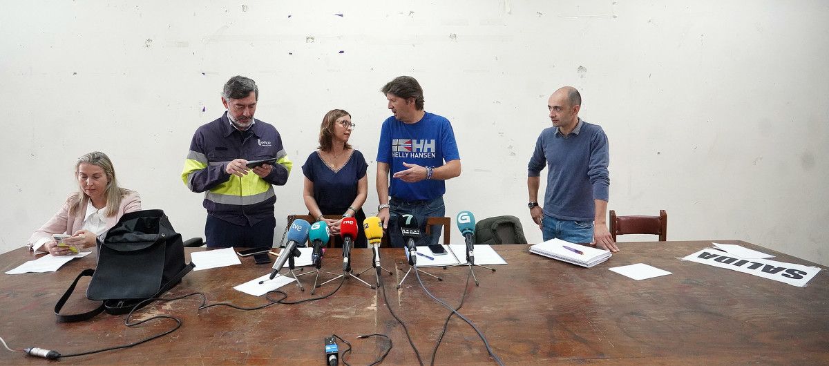 Los presidentes de los Comités de Fábrica y Oficinas Centrales de Ence y representantes de las empresas auxiliares