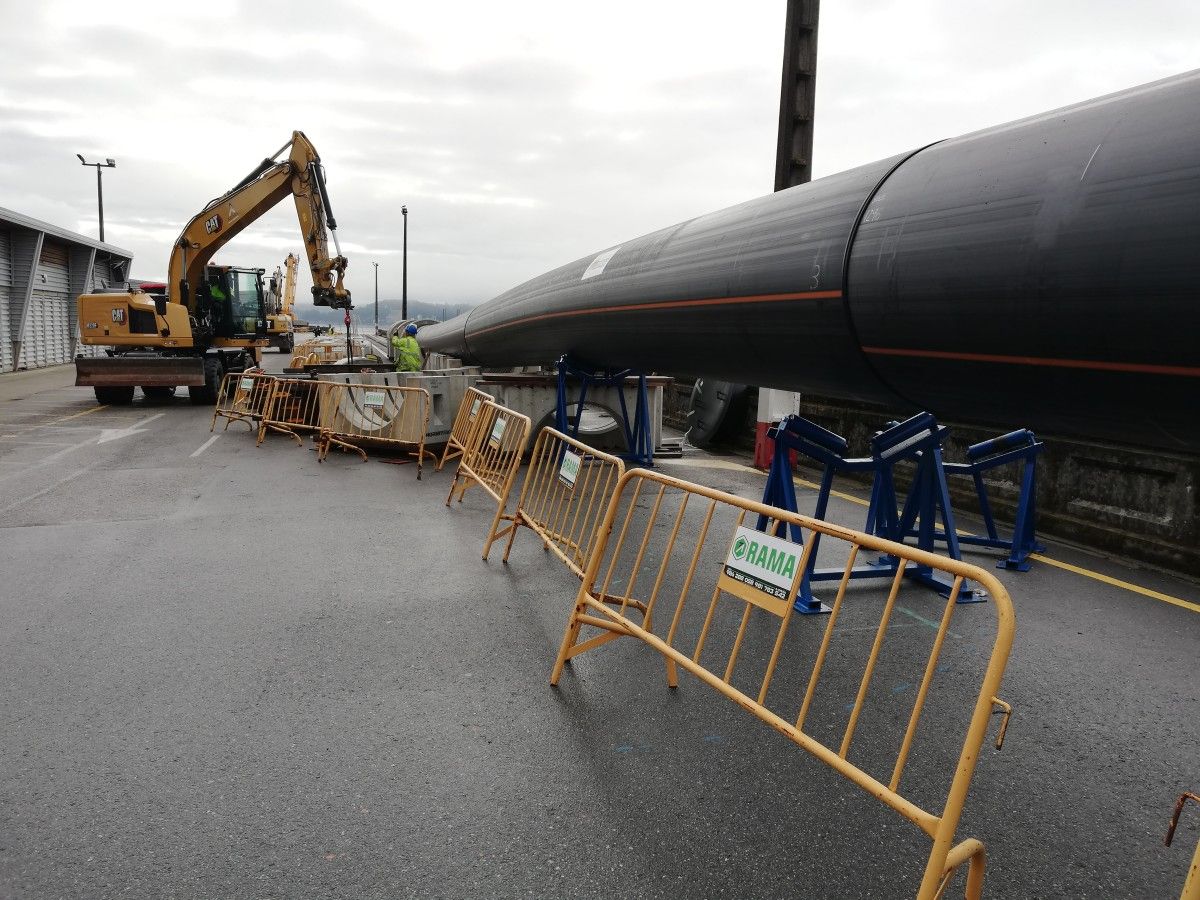 Obras de construción do novo emisario submarino