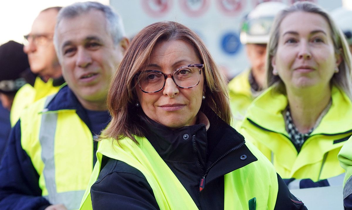 Ana Cedeira, presidenta del comité de oficinas centrales de Ence, en una concentración