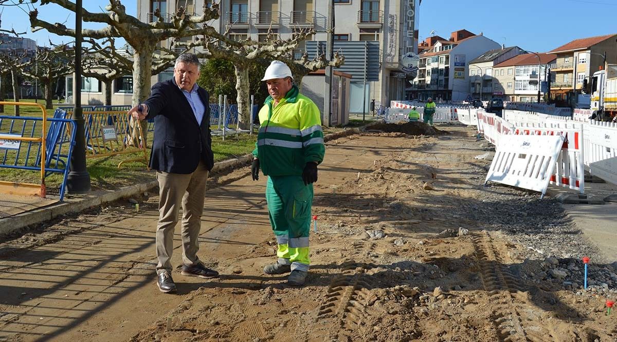 Obras del bulevar de Portonovo por la PO-308