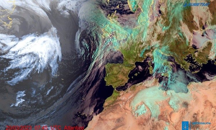 Imagen de satélite de Meteogalicia durante este 20 de marzo de 2023