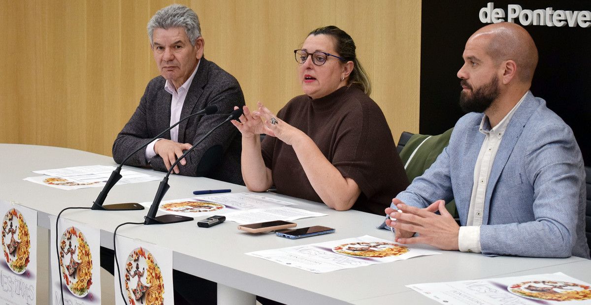 Santos Héctor, Yoya Blanco e Iván Puentes na presentación de "Mestizaxes"