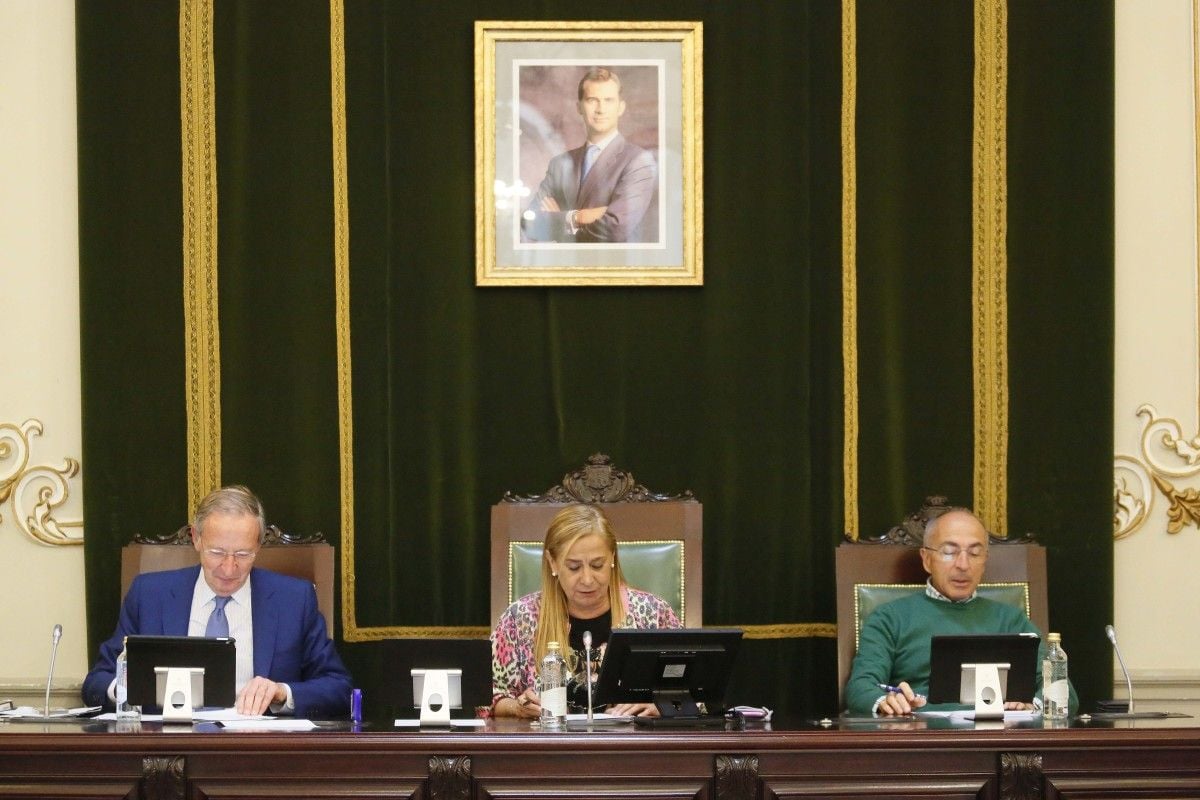 Carmela Silva presidiendo el pleno de la Deputación de Pontevedra