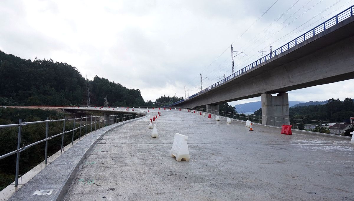 Obras de la A-57 en el viaducto de Vilaboa