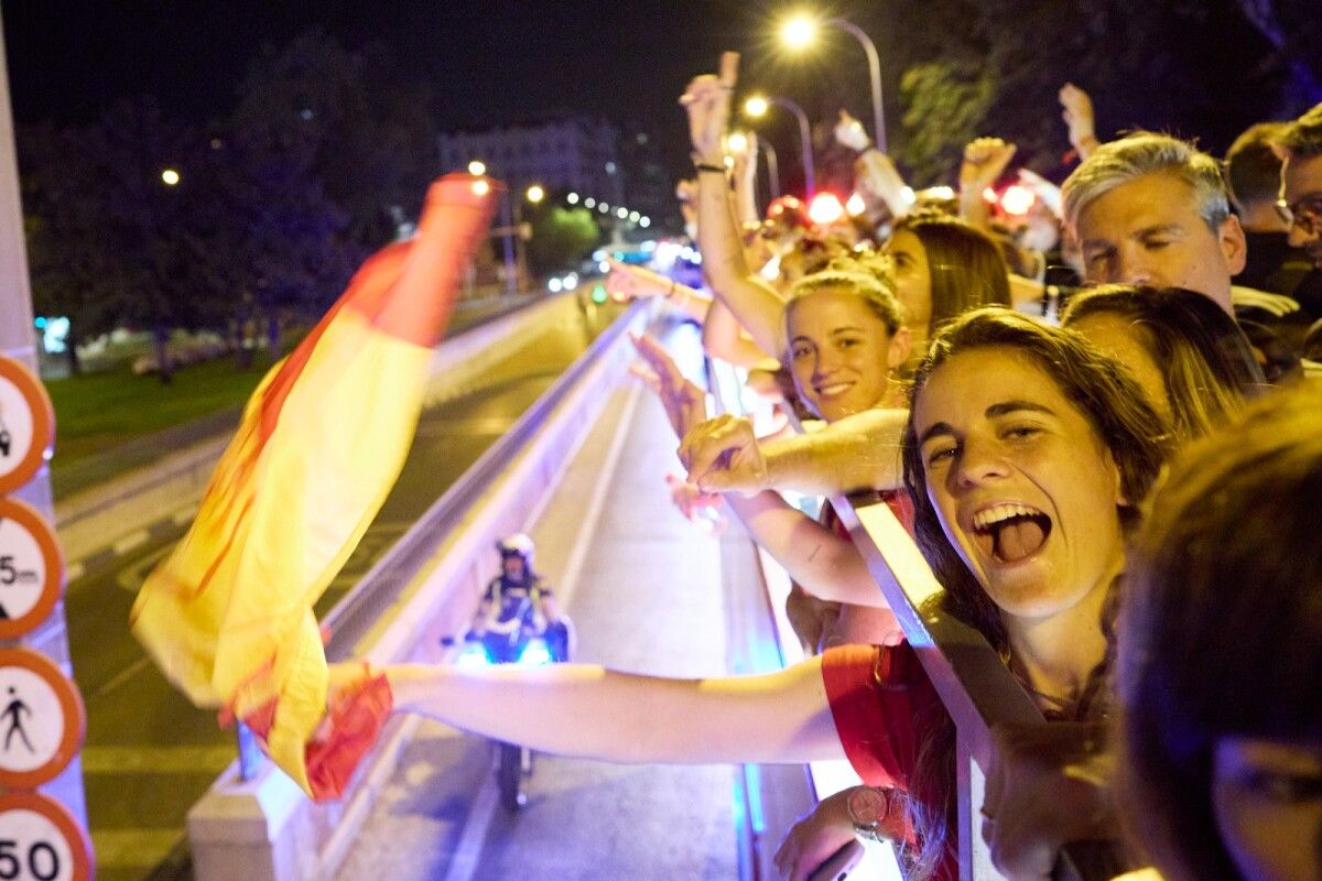 Tere Abelleira en las celebraciones de la Selección Española por el campeonato del Mundo