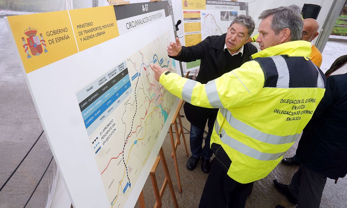 Obras de la A-57 en el viaducto de Vilaboa